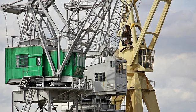 port cranes, nature, harbor cranes, heaven, clouds, industry, port, cranes,