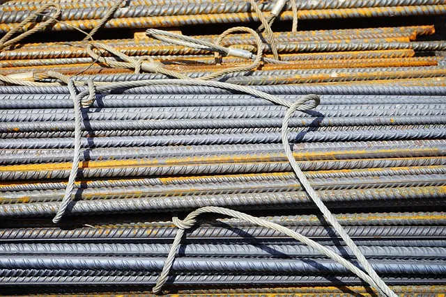 iron rods, reinforcing bars, construction, construction materials, rusty,