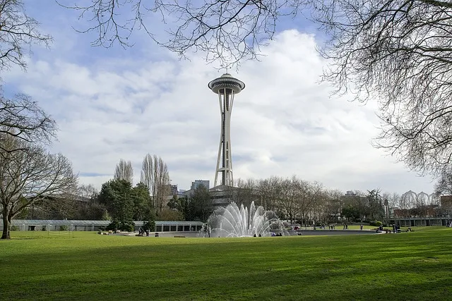 landmark, travel, tourism, seattle, space needle, international fountain,