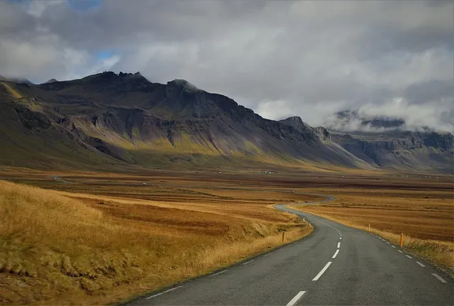 mountains, way, perspective, distant view, travel, scenery, cloudy, iceland,