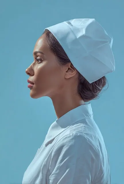 nurse, health, hospital, medical, female, profile, uniform, nurse cap, blue,