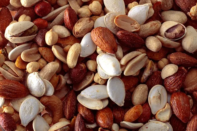 nuts, seeds, almonds, pistachios, mix, food, healthy, snack, peanuts, fruit,