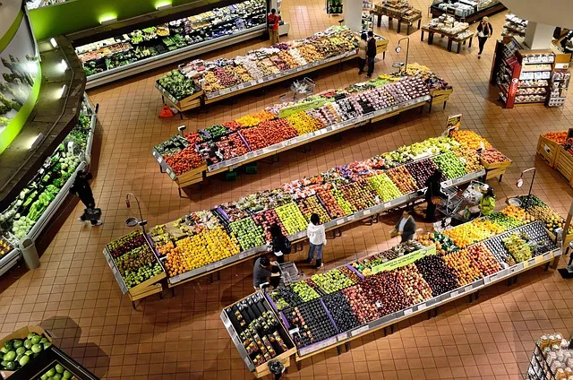 supermarket, stalls, coolers, market, food, fresh, shop, organic, vegetable,