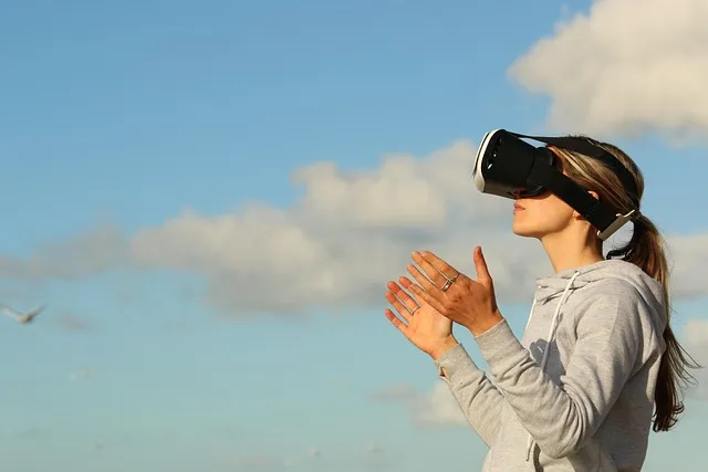 woman, nature, virtual reality, game, clouds, ar, augmented reality, female,