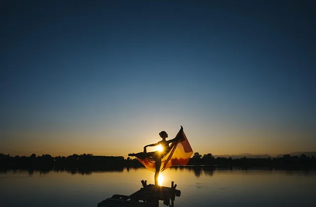 ballerina, lake, sunset, ballet, dance, elegance, performance, performer,
