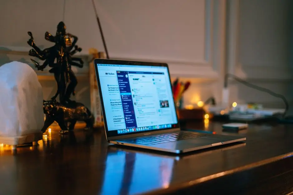 Desk laptop night